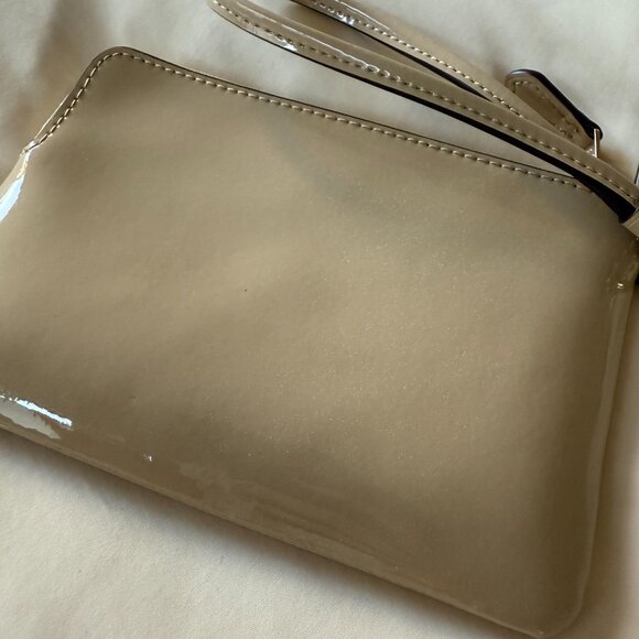 Coach Patent Leather Small Wristlet Wallet Beechwood Champagne Ivory - Picture 4 of 8